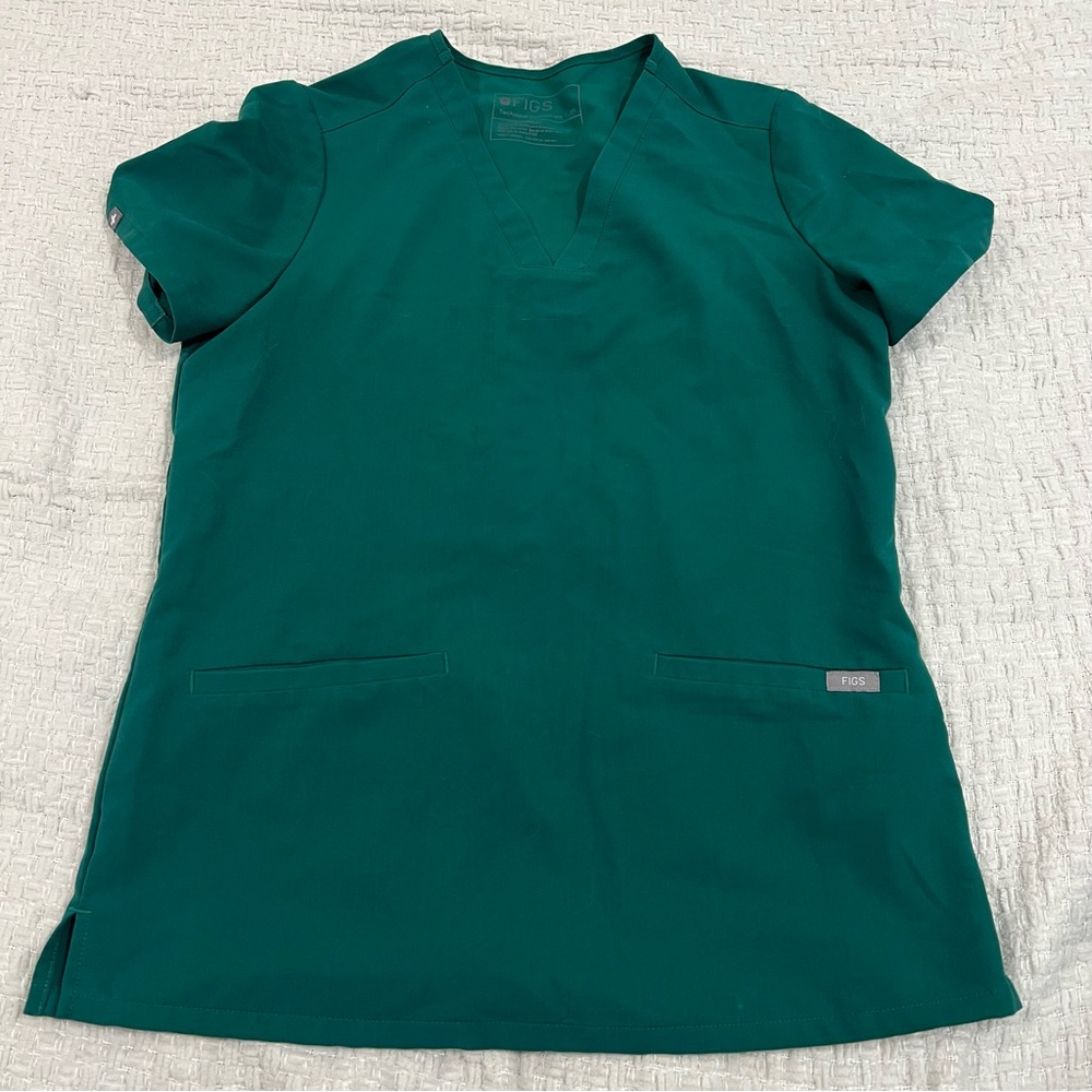 Figs Casma Three Pocket Scrub Top XS Hunter Green